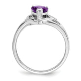 14k White Gold Amethyst and Diamond Heart Ring
